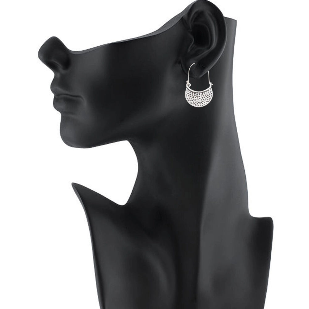 Women's Silver Plated Hook Dangler Hanging Earrings-Silver