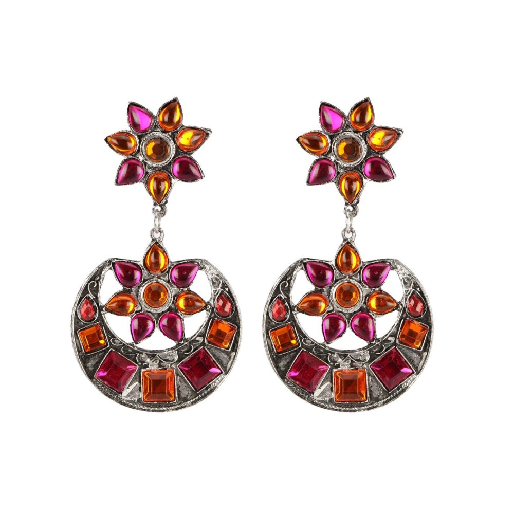 Women's Silver plated Hook Dangler Hanging Earrings-Multi