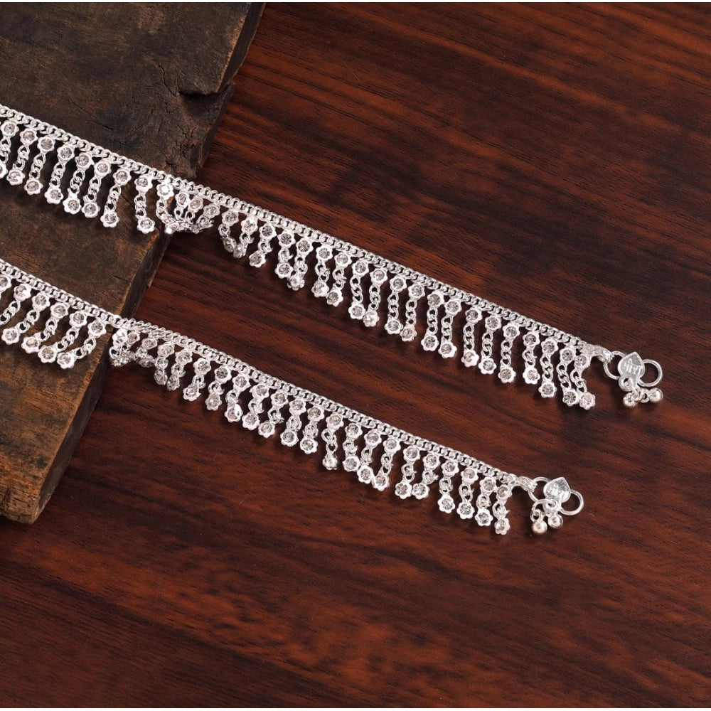 Women's Silver Color Anklets (Free Size: Upto 10")