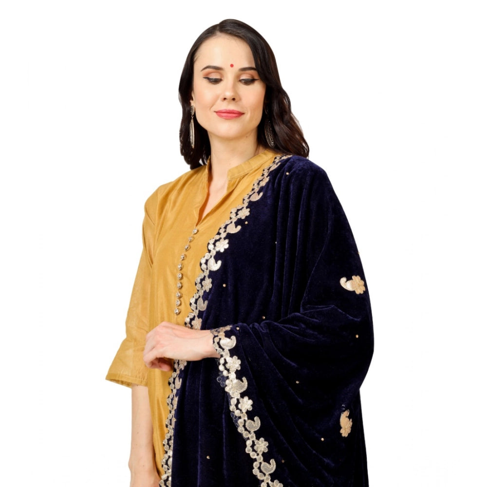 Women's Velvet Gotta Patti Dupatta (Blue, Length: 2.25 to 2.50 Mtr)