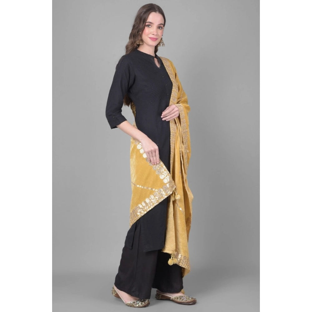 Women's Velvet Gotta Patti Dupatta (Gold, Length: 2.25 to 2.50 Mtr)