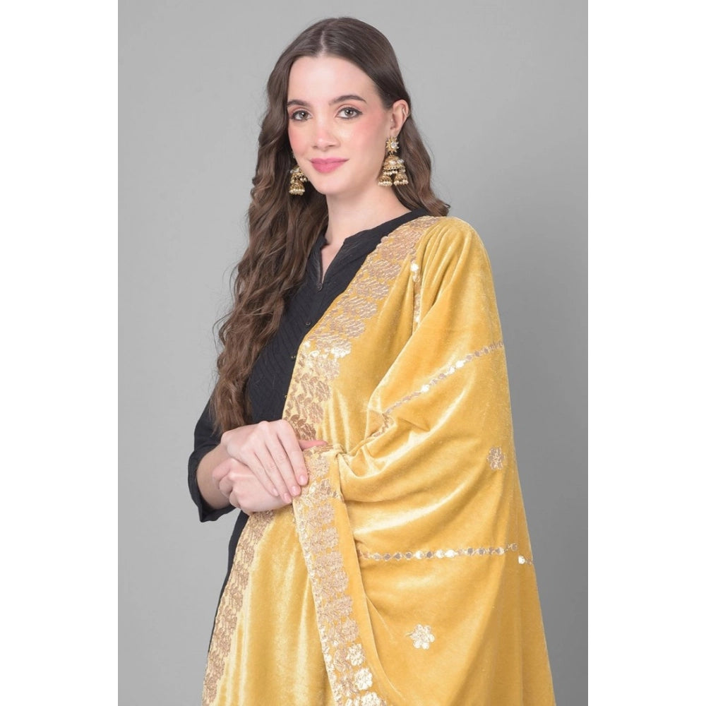 Women's Velvet Gotta Patti Dupatta (Gold, Length: 2.25 to 2.50 Mtr)