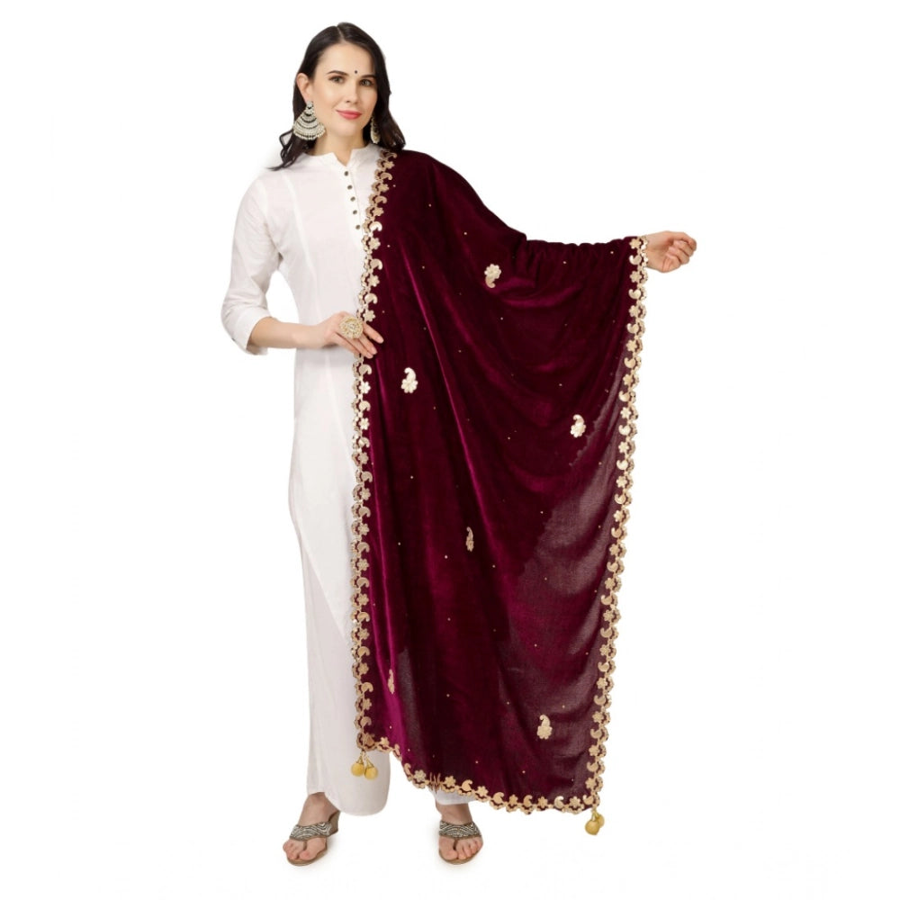 Women's Velvet Gotta Patti Dupatta (Purple, Length: 2.25 to 2.50 Mtr)