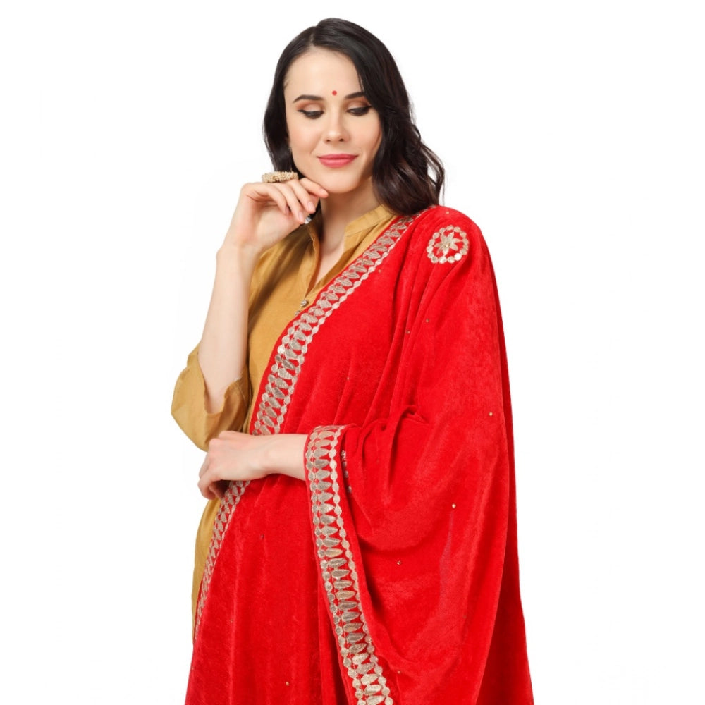 Women's Velvet Gotta Patti Dupatta (Red, Length: 2.25 to 2.50 Mtr)