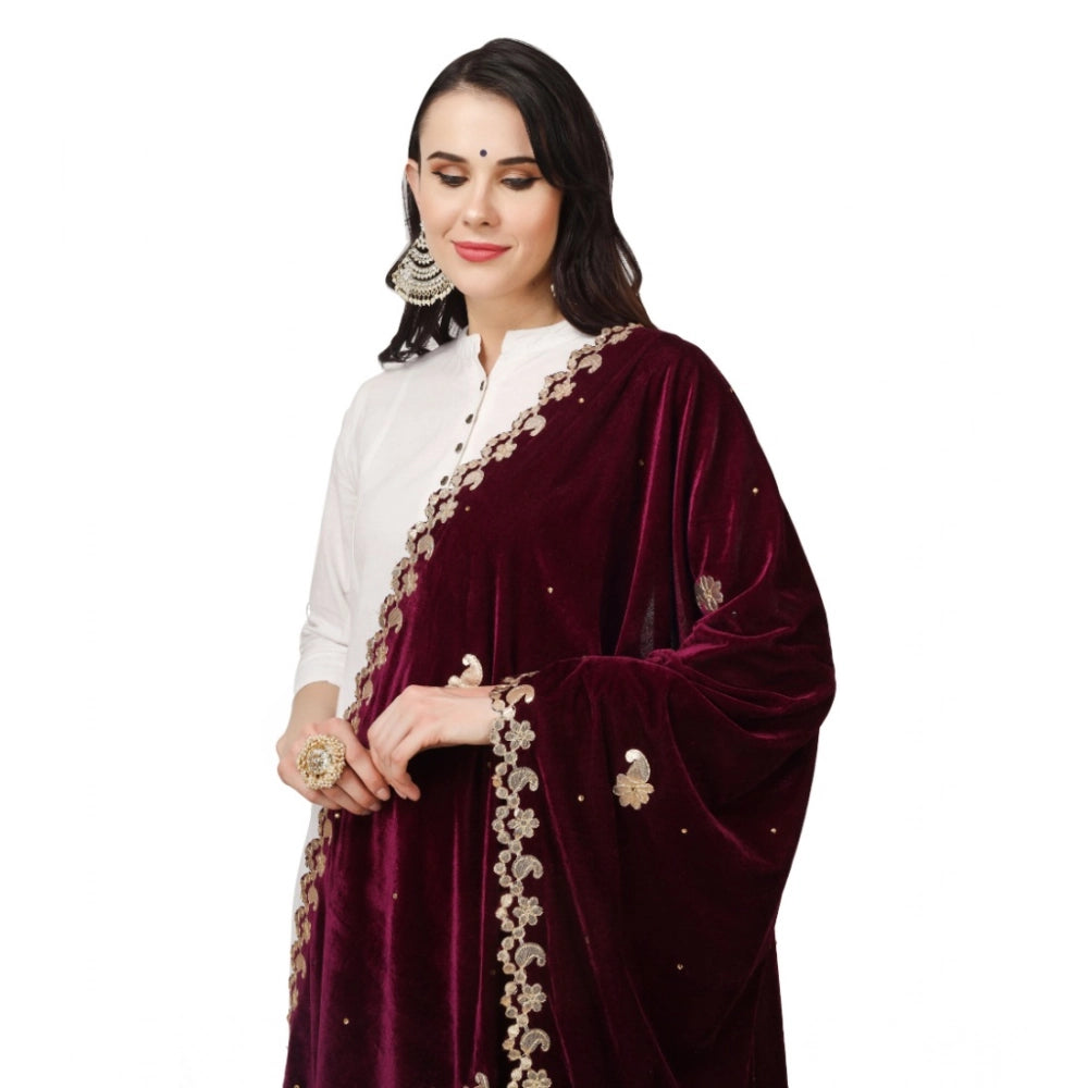 Women's Velvet Gotta Patti Dupatta (Purple, Length: 2.25 to 2.50 Mtr)