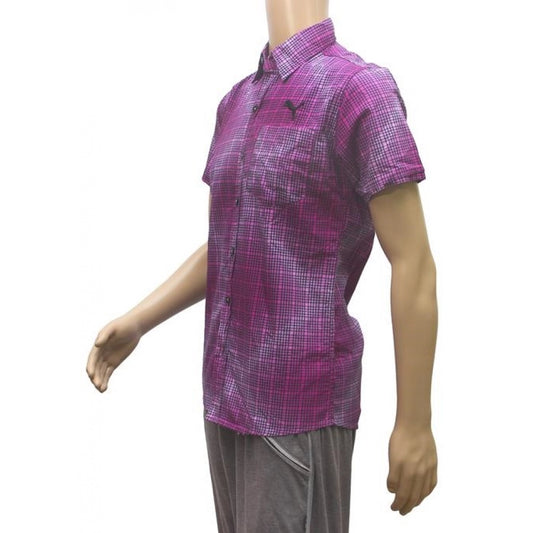 Mens Cotton Mix Casual Men Shirts (Violet, L)
