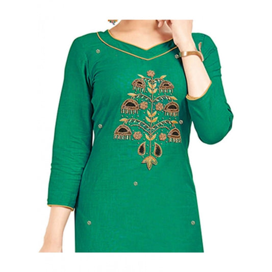 Women's South Slub Cotton Unstitched Salwar-Suit Material With Dupatta (Green, 2 Mtr)