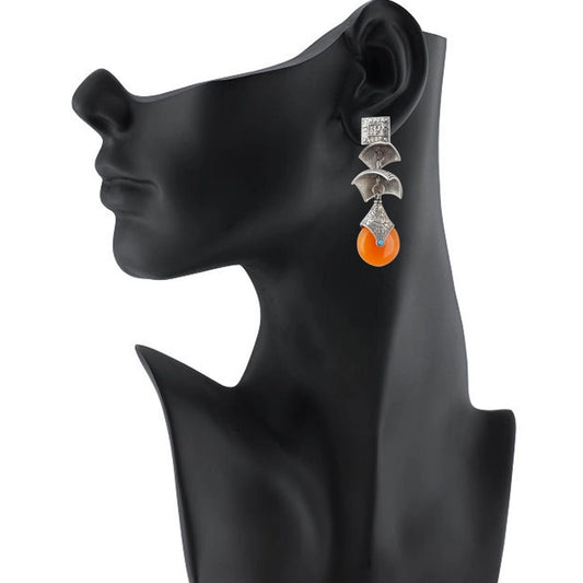 Women's Silver Plated Hook Dangler Hanging Earrings-Silver
