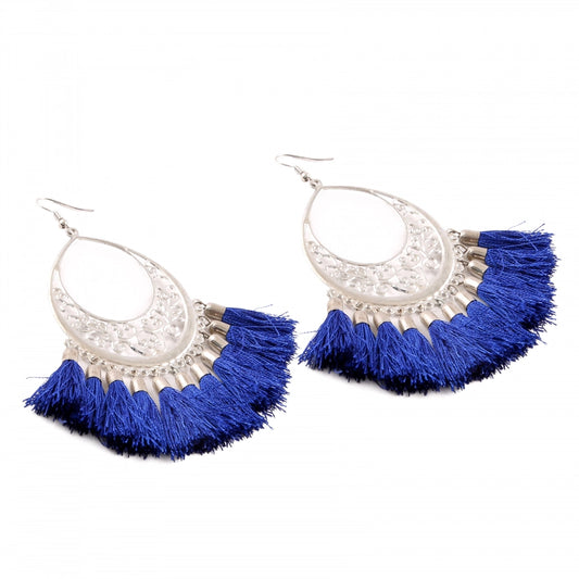 Women's Silver Plated Hook Dangler Hanging Tassels Earring-Silver