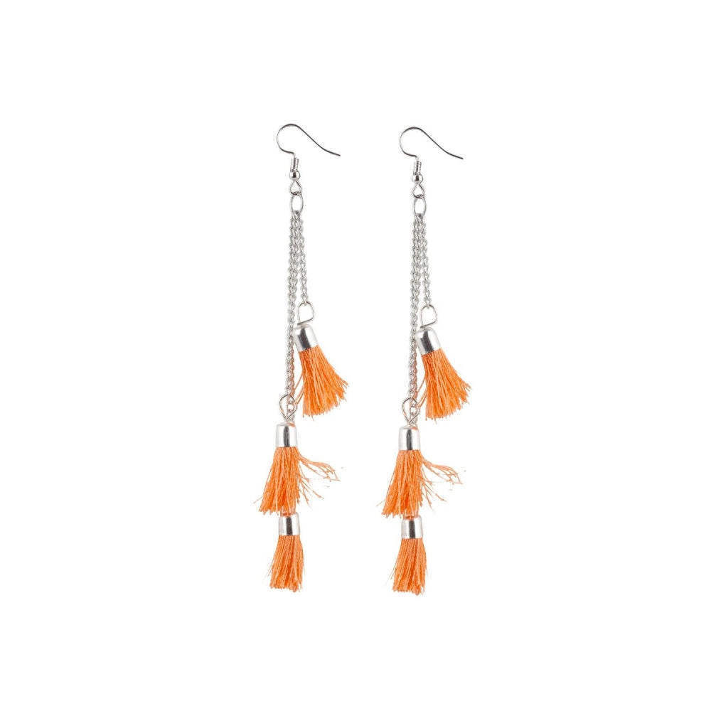 Women's Tassels Beads Hook Dangler Hanging Hanging Earrings-Orange