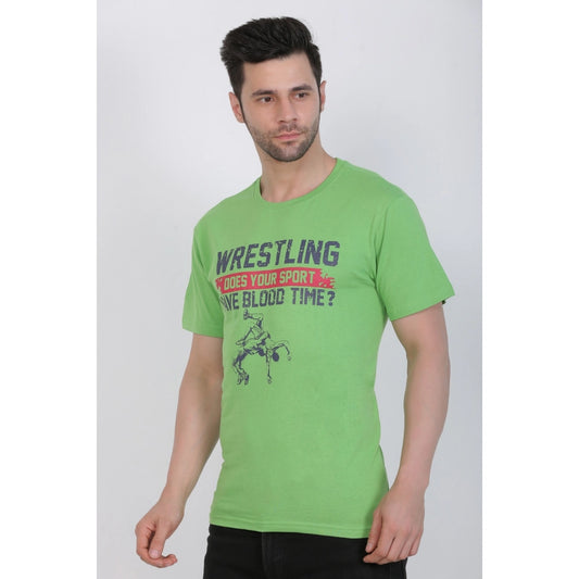 Men's Cotton Jersey Round Neck Printed Tshirt (Pale Green)