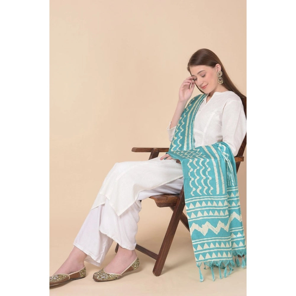 Women's Art Silk Printed Dupatta (Turquoise, Length: 2.25 to 2.50 Mtr)