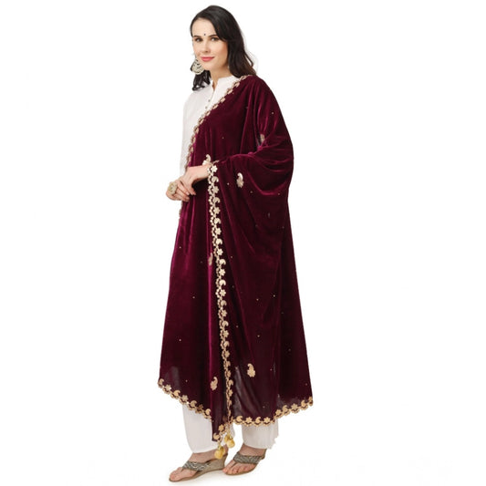 Women's Velvet Gotta Patti Dupatta (Purple, Length: 2.25 to 2.50 Mtr)