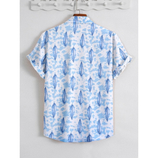 Men's Popcon Lycra Printed Half Sleeve Shirt (Blue)