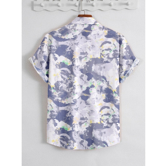Men's Popcon Lycra Printed Half Sleeve Shirt (Purple)