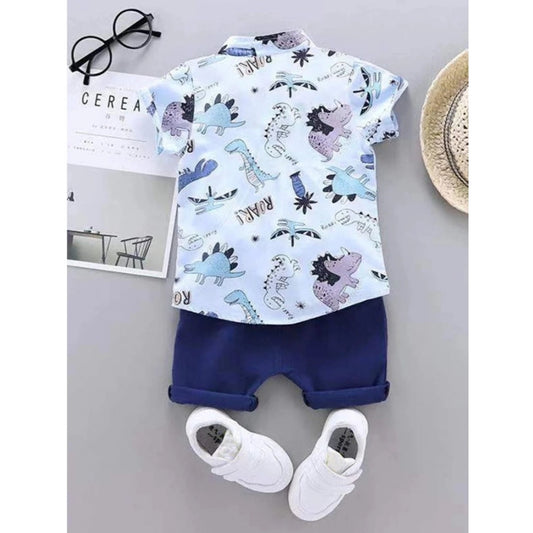 Generic Kid's Lycra Printed Casual wear Shirt And Shorts Set (Multicolor)
