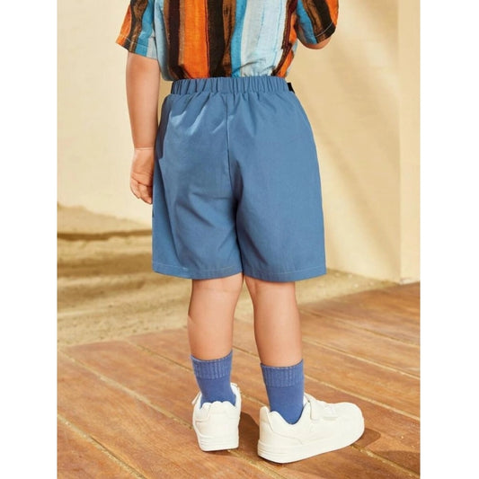 Kid's Lycra Printed Casual wear Shirt And Shorts Set (SkyBlue)