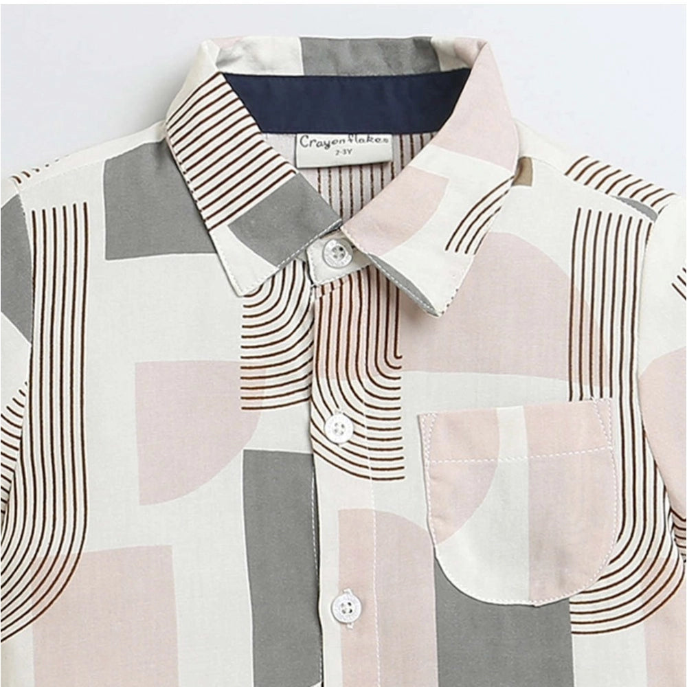 Generic Boy's Cotton Blend Printed Short Sleeve Shirt (MultiColor)