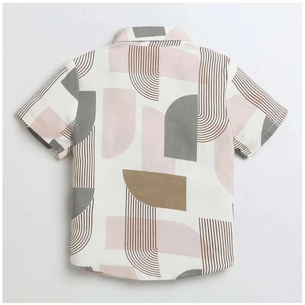 Generic Boy's Cotton Blend Printed Short Sleeve Shirt (MultiColor)