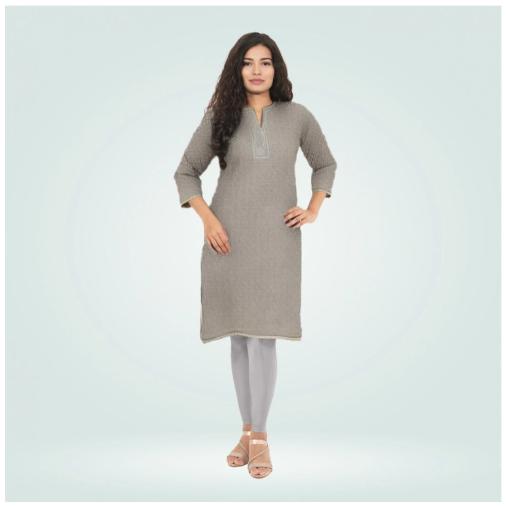 Women's Cotton Blended Solid Shimmer Ankle leggings (Silver Gray)