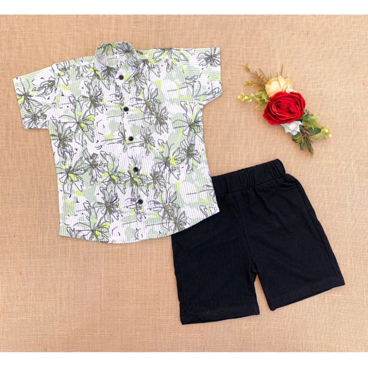 Generic Boy's Cotton Blend Printed Short Sleeve Shirt and Shorts Set (MultiColor)