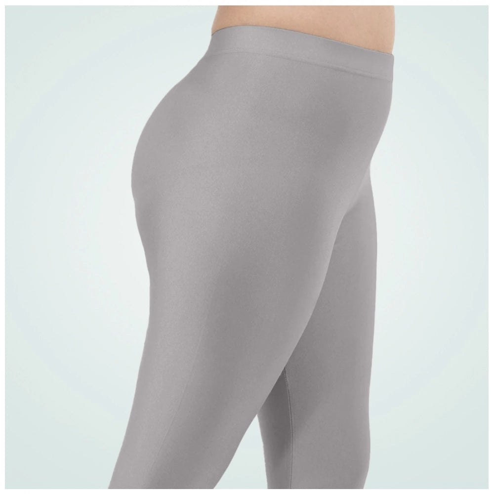 Women's Cotton Blended Solid Shimmer Ankle leggings (Silver Gray)