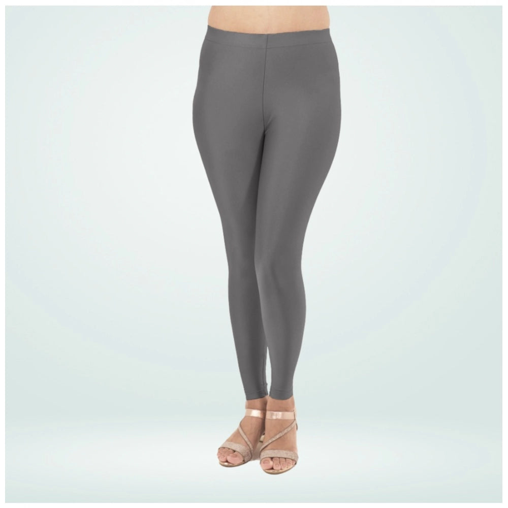 Women's Cotton Blended Solid Shimmer Ankle leggings (Dark Gray)