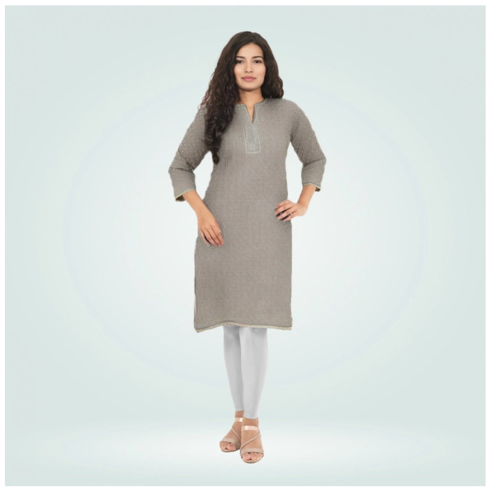 Women's Cotton Blended Solid Shimmer Ankle leggings (Silver)