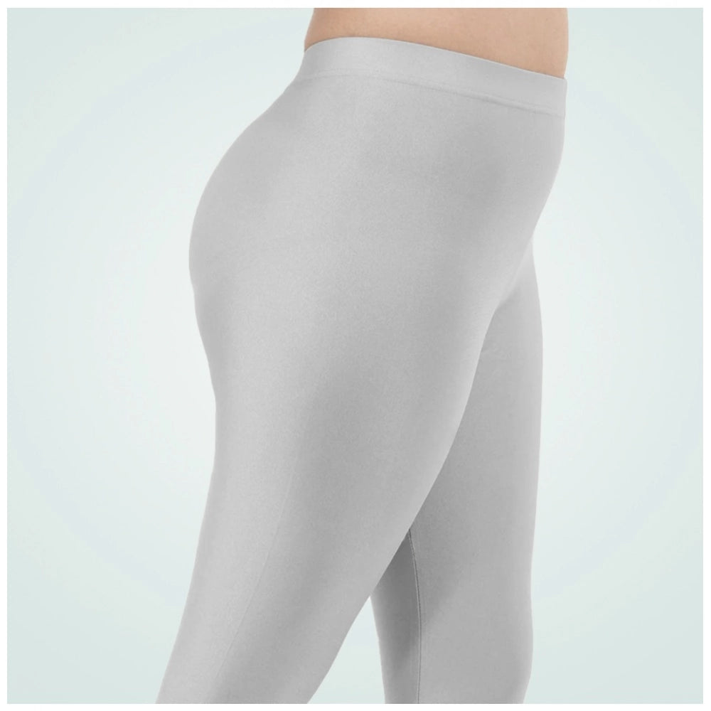 Women's Cotton Blended Solid Shimmer Ankle leggings (Silver)