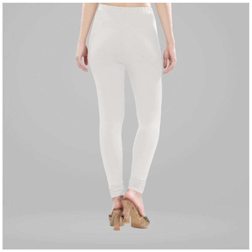 Women's Cotton Blended Solid Churidar leggings (White)